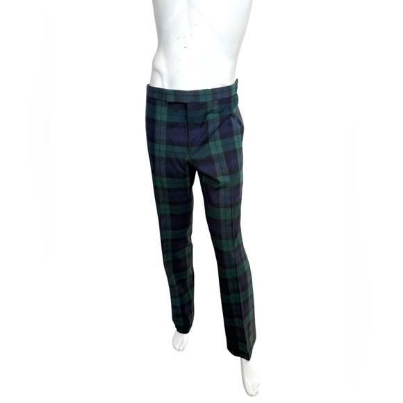Ralph Lauren Purple Label Plaid Wool Tuxedo Pants 36